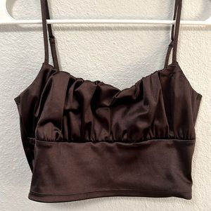 Dark brown tank crop top